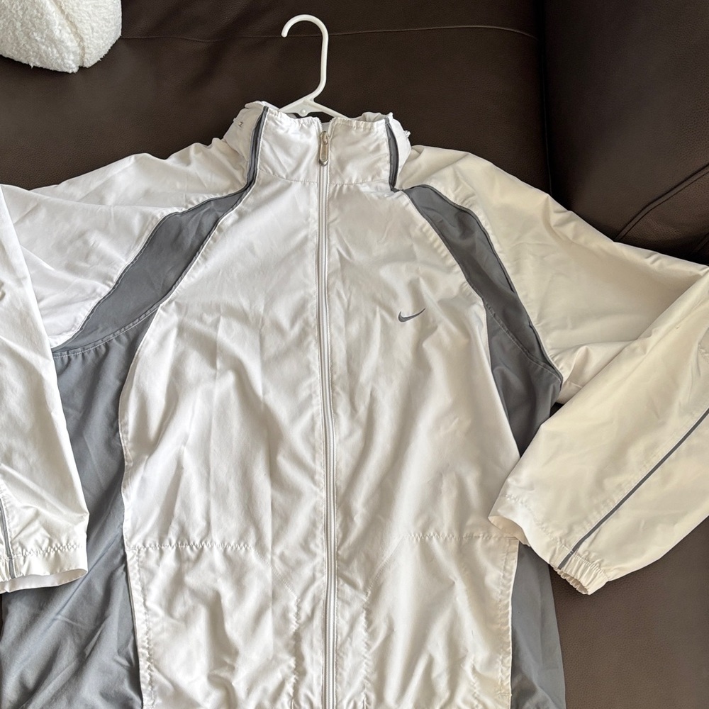 Nike White and Gray Athletic Jacket